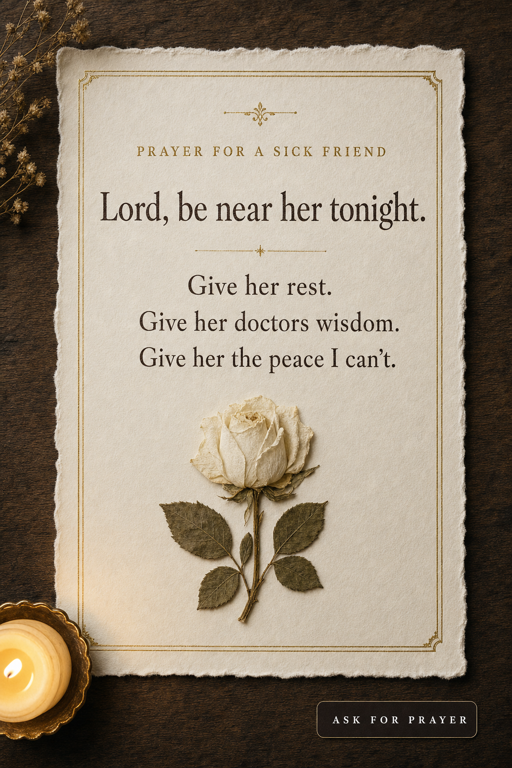 Prayer for a Sick Friend — printable Catholic prayer card