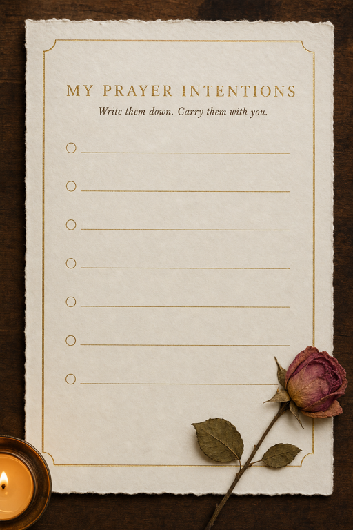 Prayer Intentions List — printable Catholic prayer card