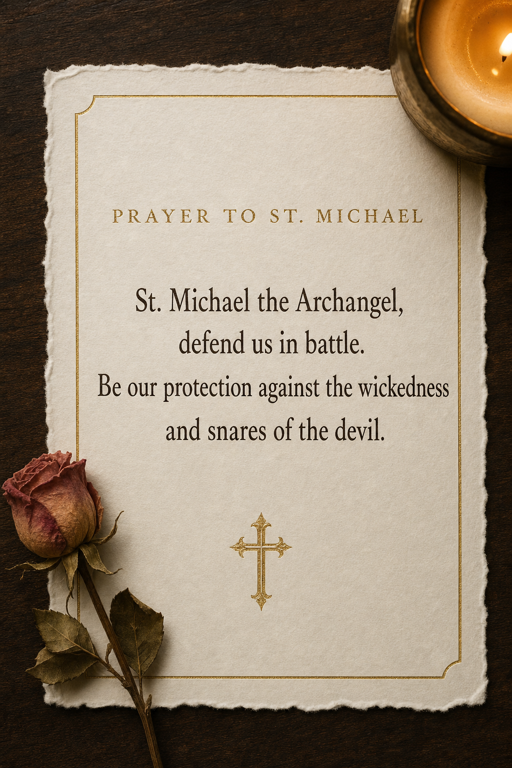 St. Michael Prayer Card — printable Catholic prayer card
