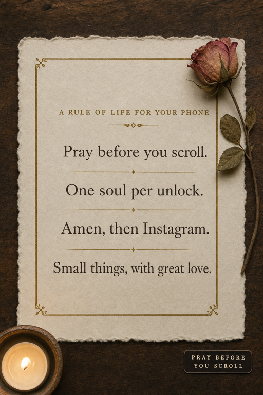 A Rule of Life for Your Phone — printable Catholic prayer card