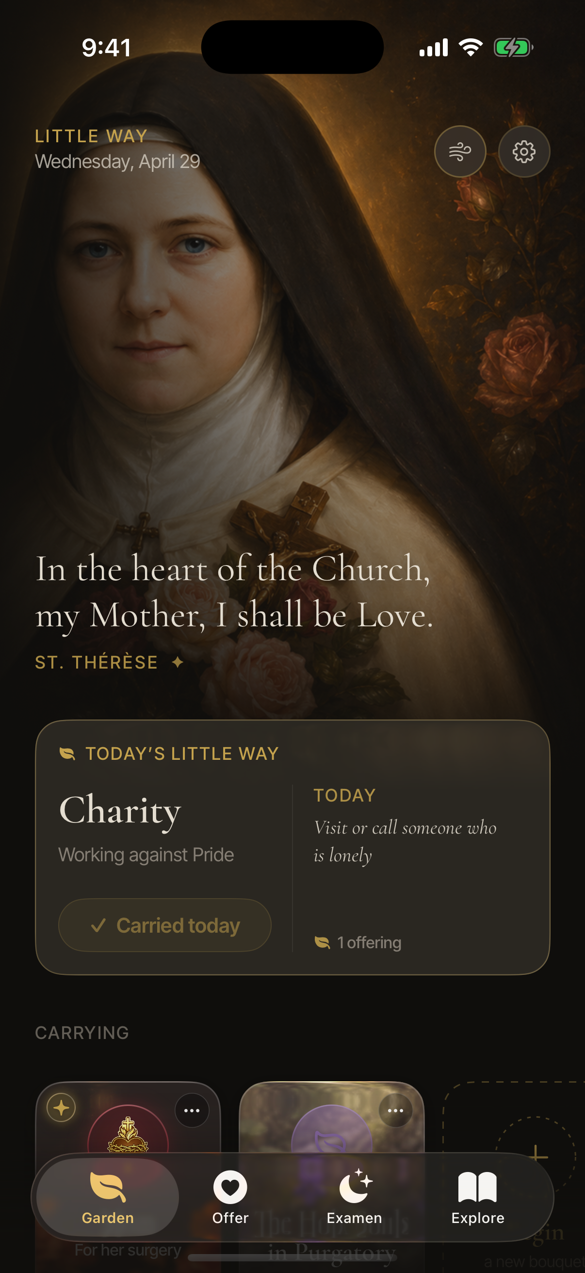 Little Way app — home screen